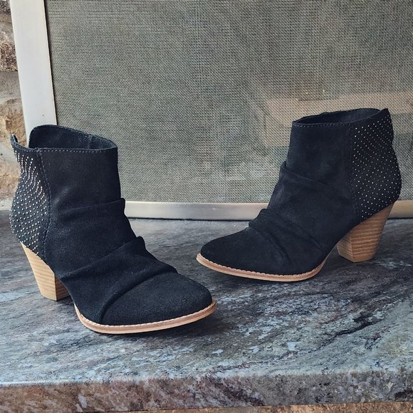 Splendid Black Suede Studded Country Western Booties Size 6.5M - Picture 2 of 16